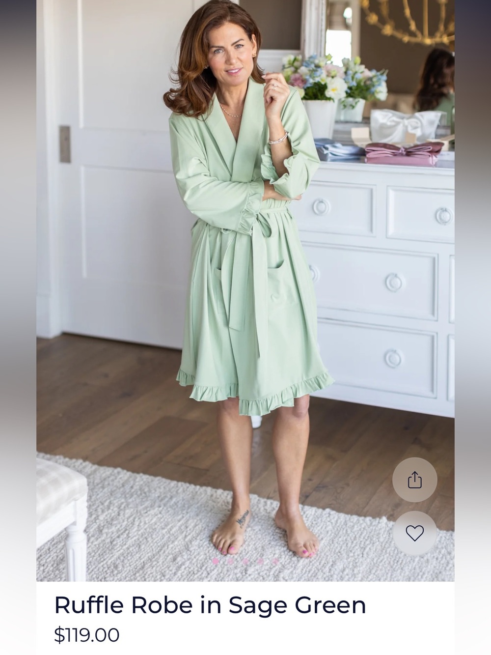 Smash + Tess x Jillian Harris Ruffle Robe Sage Green XL